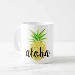 Tropisk mugg för ananasvattenfärg Aloha