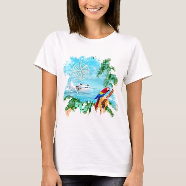 Tropisk musik för strand t shirt (Framsida)