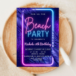 Tropisk Neon Strandfest Inbjudningar