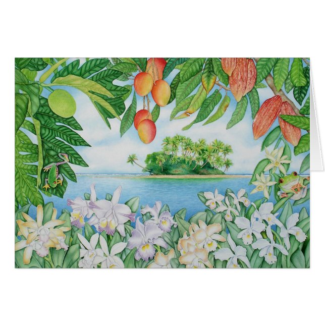 Tropisk ö hälsningskort (Framsidan Horizontal)