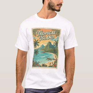 tropisk ö retro design t shirt