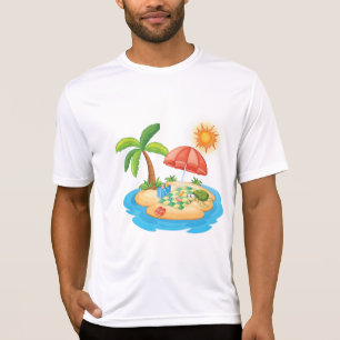 Tropisk ö strand sköldpadda palmer Picknick T Shirt