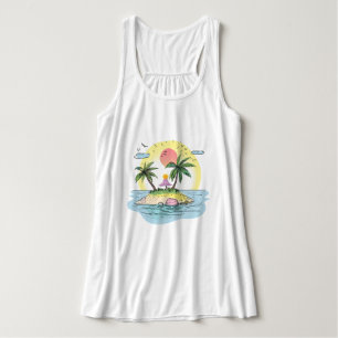 Tropisk Ö Sunset Streetwear T-Shirt Linne Med Racerback