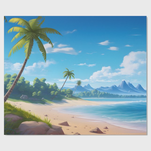 Tropisk ocean ö sandstrand strand presentpapper (Platt)