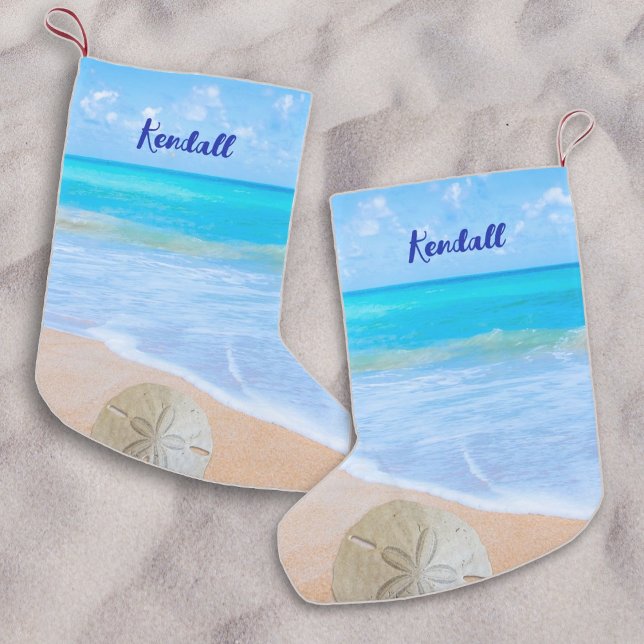 Tropisk Ocean Sanddollar Strand Jul Liten Julstrumpa (Skapare uppladdad)