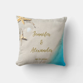 Tropisk oceanstrand brud brudgumme bröllop kudde