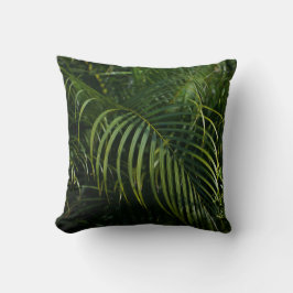 Tropisk och botanisk mörkgrön blad kudde