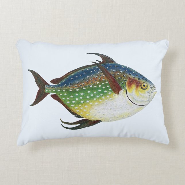 Tropisk Opah-fisk, Vintage Marin Akvatisk Djur Prydnadskudde (Framsidan)