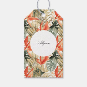 Tropisk Orange Anthurium Blommigt Bröllop Presentetikett