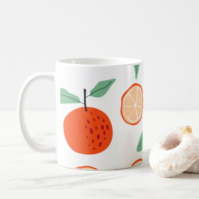 TROPISK Orange Citrus Fruit Retro Mönster Kaffemugg (Med munk)