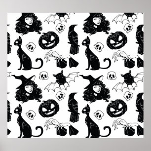 Tropisk Orange Grått: Vintage Mönster Poster