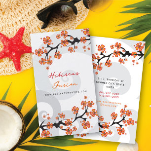Tropisk Orange Hibiscus Flower Fusion Grått Swirls Visitkort