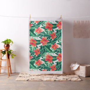 Tropisk orange hibiskus tyg
