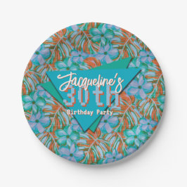 Tropisk Orange och blå Blommigt födelsedag