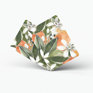 Tropisk Orange och blommor Vattenfärg Mönster Casinokort