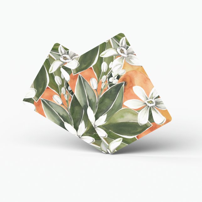 Tropisk Orange och blommor Vattenfärg Mönster Casinokort (Skapare uppladdad)