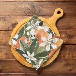 Tropisk Orange och blommor Vattenfärg Mönster Kökshandduk