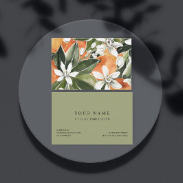 Tropisk Orange och blommor Vattenfärg Mönster Visitkort