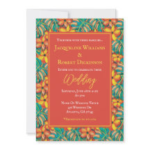 Tropisk Orange och Grönt Blommigt Bröllop