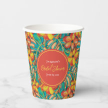 Tropisk Orange Och Gul Blommig Bröllopsfest