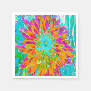 Tropisk Orange och Het Rosa Dekorativ Dahlia Pappersservett