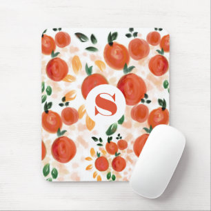 Tropisk Orange och Löv Mönster Monogrammed Musmatta