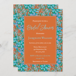 Tropisk Orange och Möhippa för blå Blommigt Inbjudningar