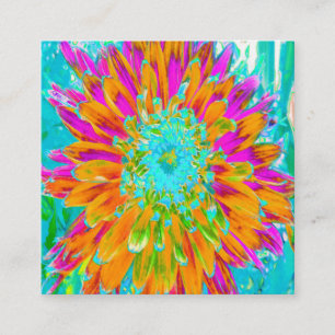 Tropisk Orange och Shock rosa Decorative Dahlia Fyrkantigt Visitkort