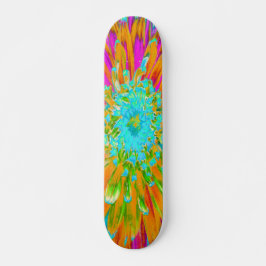 Tropisk Orange och Shock rosa Decorative Dahlia Mini Skateboard Bräda 18,5 Cm
