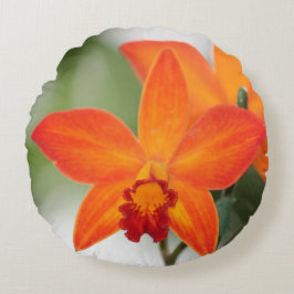 Tropisk Orange Orchid Round Pillow Rund Kudde