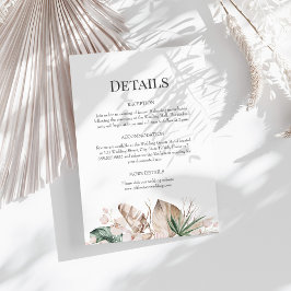 Tropisk Orkidé och Monstera Bröllopsdetaljkort Inbjudningar