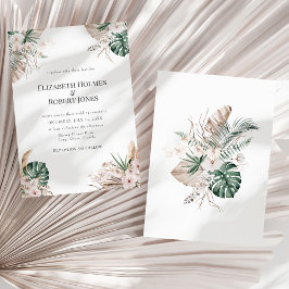 Tropisk Orkidé och Monstera Bröllopsinbjudan Inbjudningar