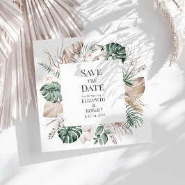 Tropisk Orkidé och Monstera Spara Datum-kort Inbjudningar