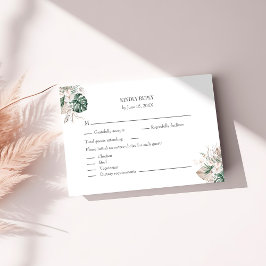 Tropisk Orkidé och Monstera Svarskort Tack Kort
