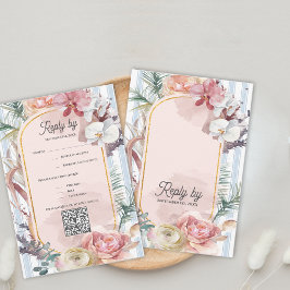 Tropisk Orkidé QR-kod Destination Bröllop RSVP OSA Kort