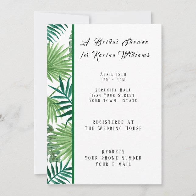 Tropisk Palm Bröllopsdusch Inbjudan (Framsida)