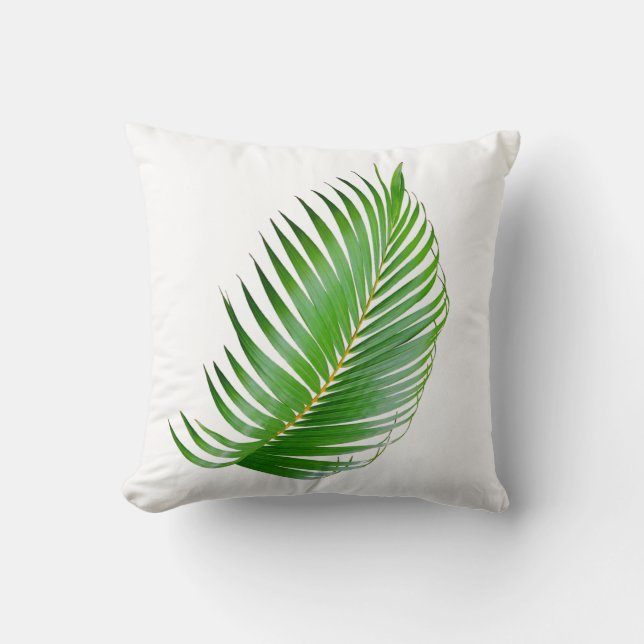 Tropisk palm grön blad på vit kudde (Framsida)