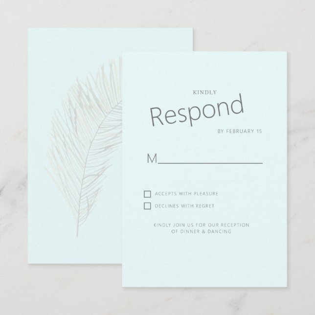 Tropisk Palm Isblå Bröllop RSVP OSA Kort (Fram/baksida)