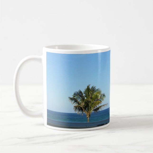 Tropisk Palm Ocean Morgonljus Design Kaffemugg (Vänster)