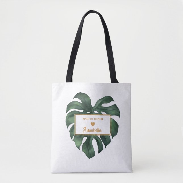 Tropisk palmblad Brudtärna Totebag Tygkasse (Framsida)