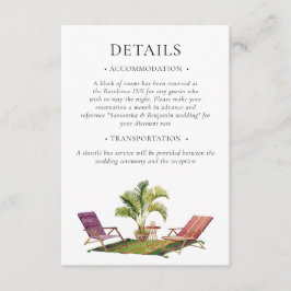 Tropisk palmkod för bröllopsdetaljer QR-kod Tilläggskort