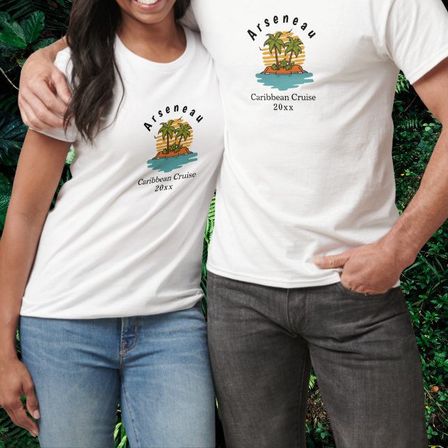 Tropisk palmkryssning Teal Personlig T Shirt (Chic Design for your travel needs.)