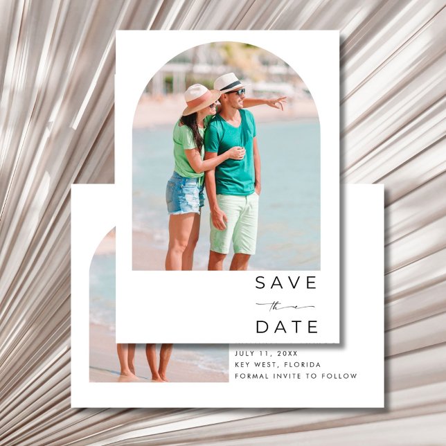 Tropisk palmkvist strandbröllop  spara datumet (Tropical Palm Tree Beach Wedding Save The Date)