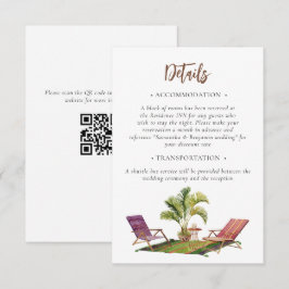 Tropisk Palmträd Bröllopsdetaljer QR-kod Tilläggskort