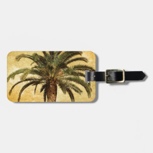 Tropisk palmträd för vintage bagagebricka