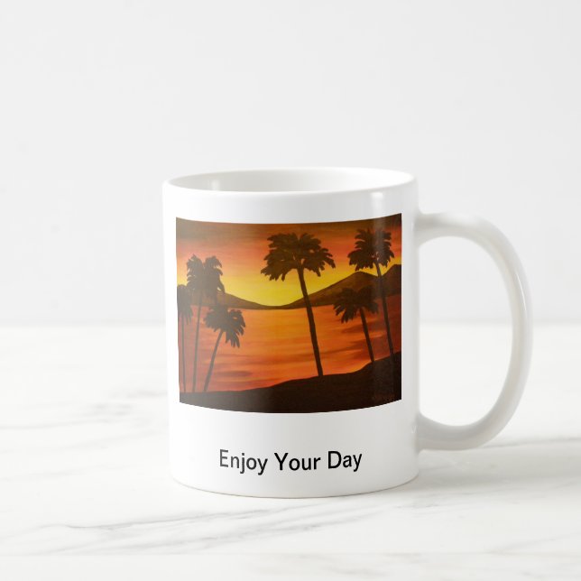 Tropisk palmträdsolnedgång kaffemugg (Höger)