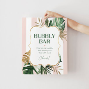 Tropisk pam rosa rand pub möhippa med bubblor poster