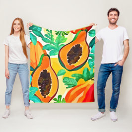 Tropisk Papaya Popkonst Fleecefilt