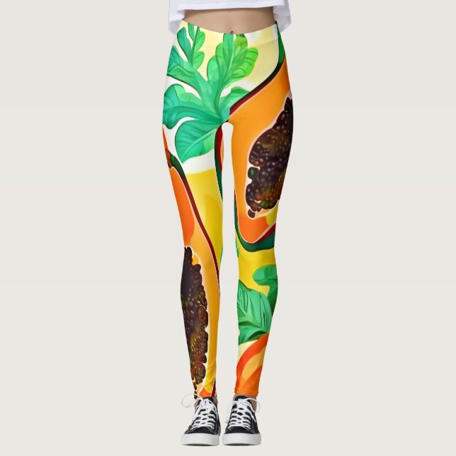 Tropisk Papaya Popkonst Leggings (Framsida)