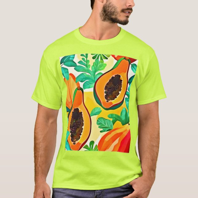 Tropisk Papaya Popkonst T Shirt (Framsida)